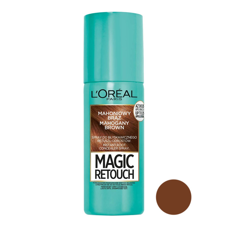 اسپری رنگ مو لورآل مدل Magic Retouch حجم 75 میلی لیتر رنگ قهوه ای ماهاگونی 